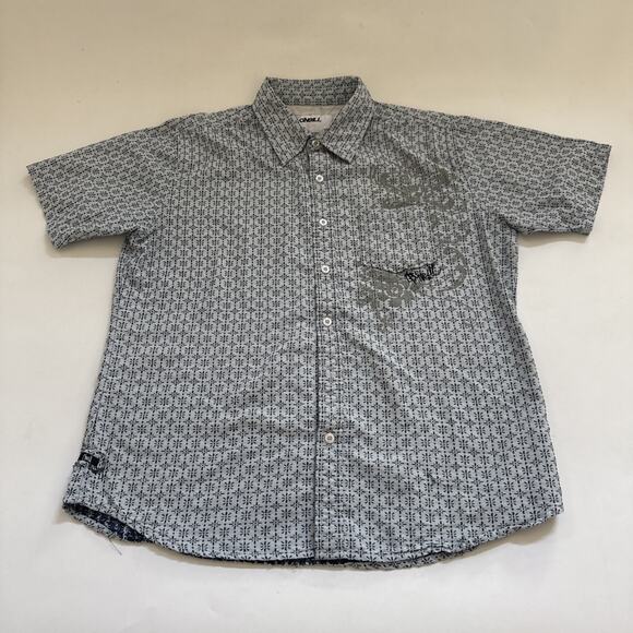 O'Neill Collared Shirt Burst Men's XL All-Over-Print Embroidered Skater Surfer - Picture 1 of 11